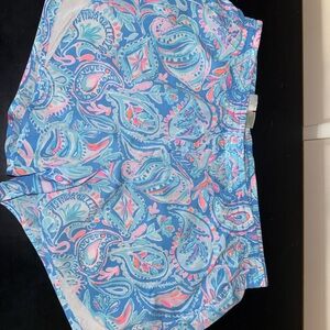 Lilly Pulitzer Blue and Pink Paisley Athletic Shorts
